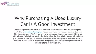 Why Purchasing A Used Luxury Car Is A Good Investment
