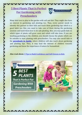 5 Best Plants That Is Perfect For Gardening with Preschoolers