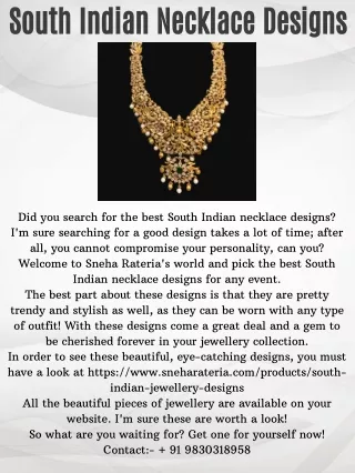 south indian necklace designs