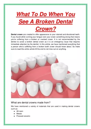 what to do when you see a broken dental crown