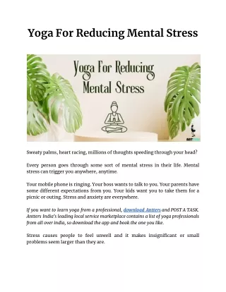 Yoga For Reducing Mental Stress