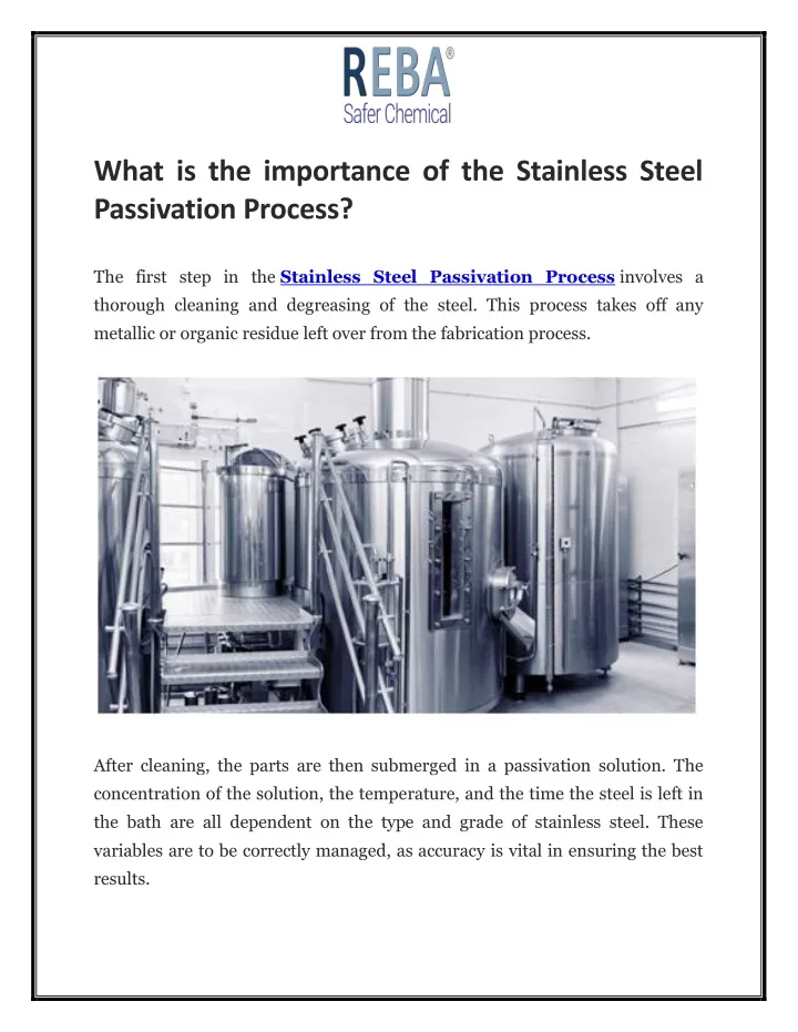 what is the importance of the stainless steel