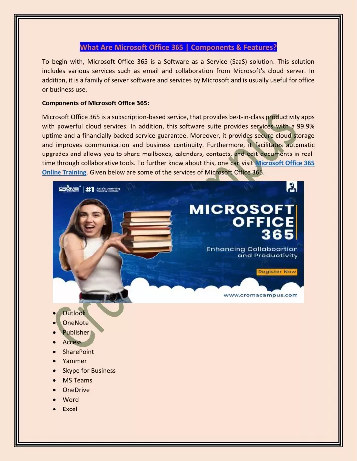 what are microsoft office 365 components features