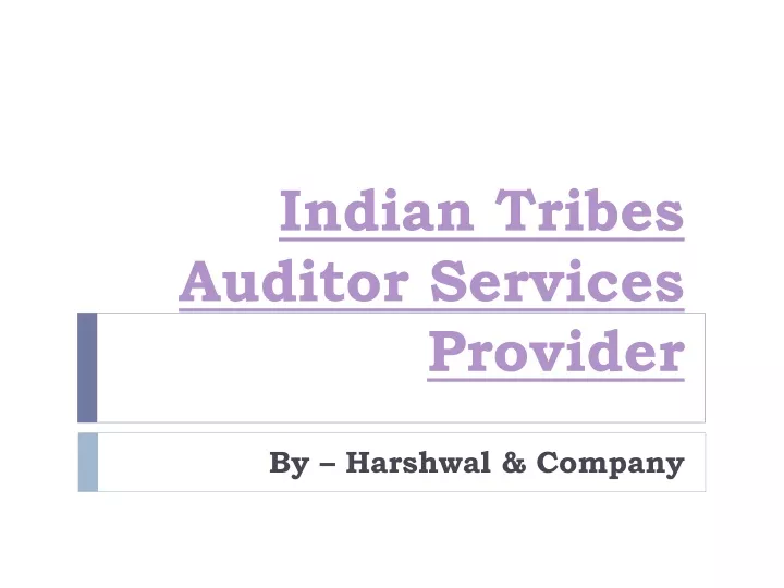 indian tribes auditor services provider