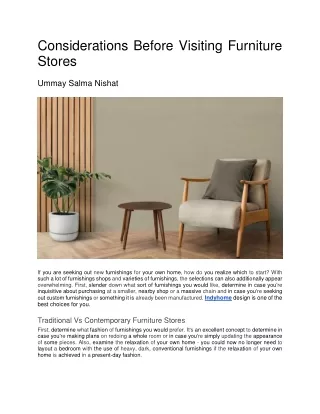 considerations before visiting furniture stores