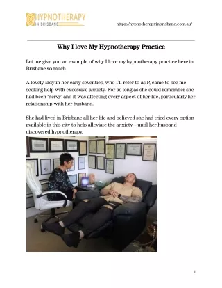 Why I love My Hypnotherapy Practice - Hypnotherapy In Brisbane