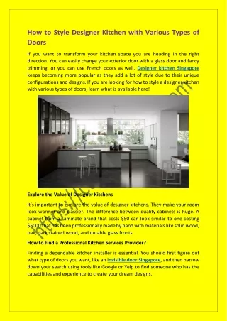 how to style designer kitchen with various types