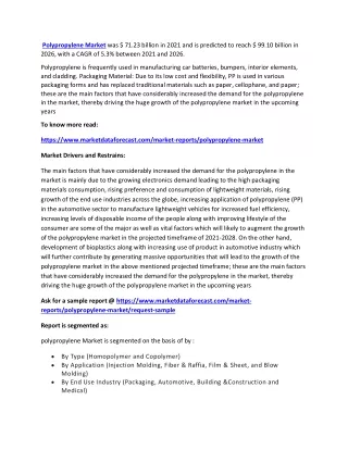 polypropylene market was 71 23 billion in 2021