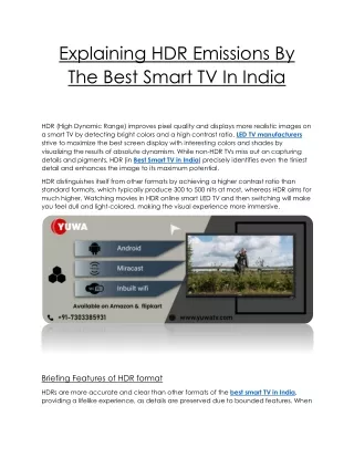 Explaining HDR Emissions By The Best Smart TV In India