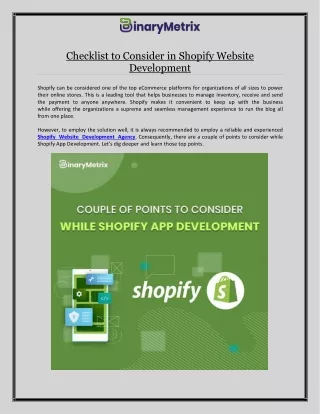 checklist to consider in shopify website