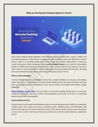 what are the remote desktop options in azure