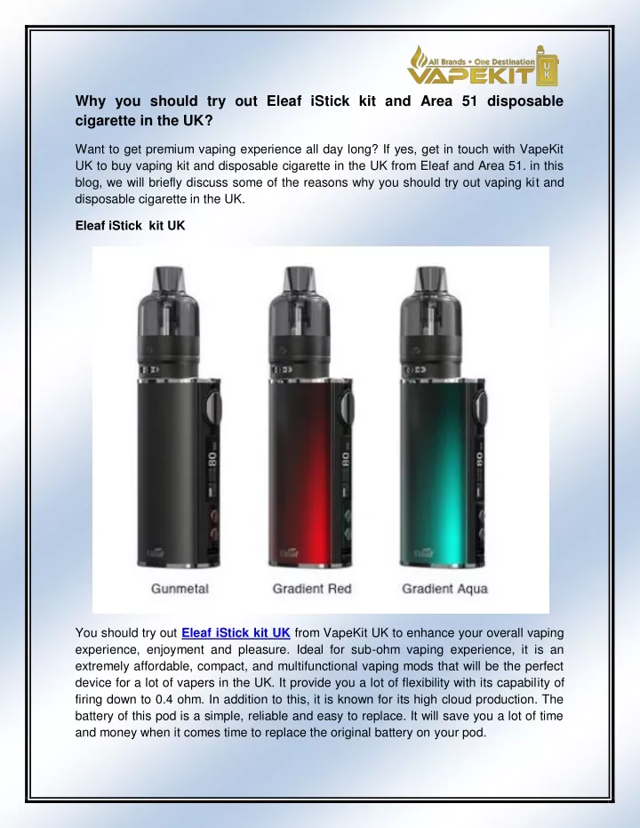 why you should try out eleaf istick kit and area