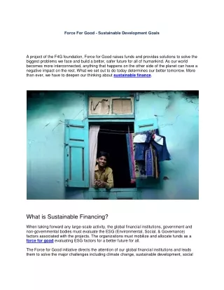 Force For Good - Sustainable Development Goals