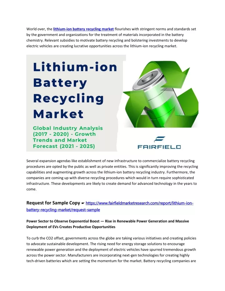 world over the lithium ion battery recycling