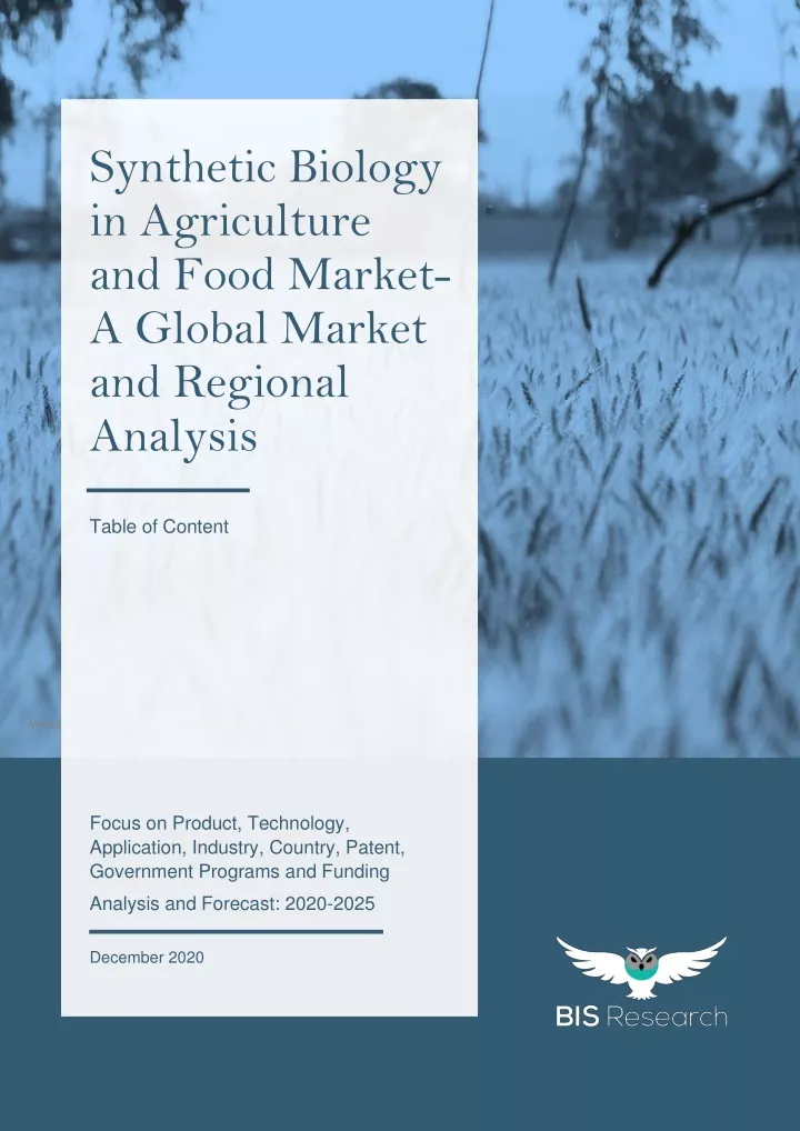 synthetic biology in agriculture and food market