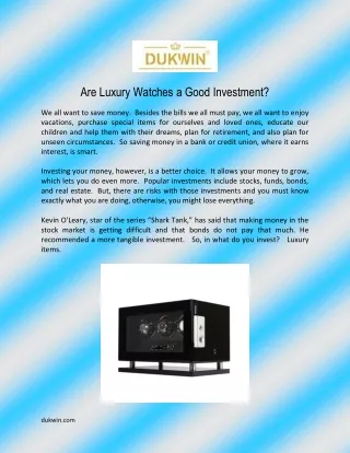 Are Luxury Watches a Good Investment?