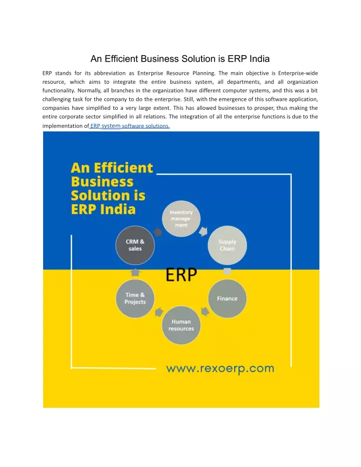 an efficient business solution is erp india