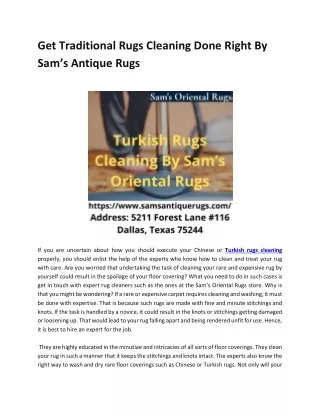 Get Traditional Rugs Cleaning Done Right By Sam’s Antique Rugs