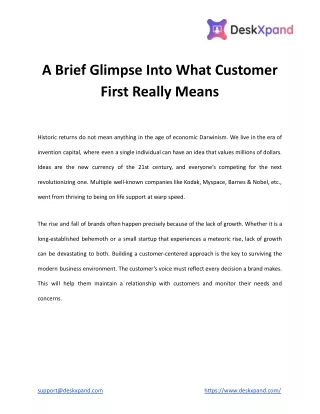 A Brief Glimpse Into What Customer First Really Means