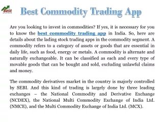 are you looking to invest in commodities