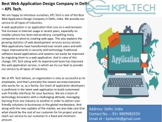 Best Web Application Design Company in Delhi – KPL Tech.