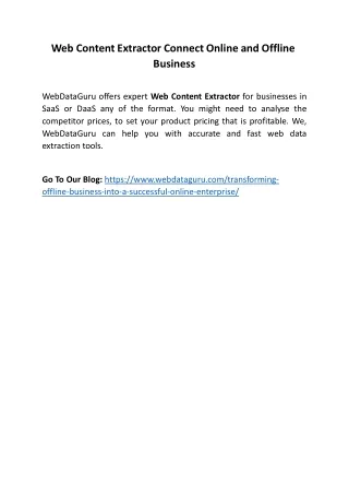web content extractor connect online and offline