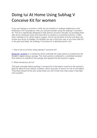doing iui at home using subhag v conceive