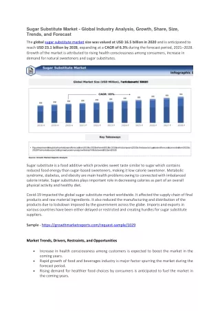 sugar substitute market global industry analysis