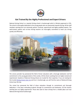 Get Trained By the Highly Professional and Expert Drivers