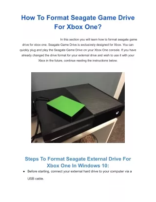 how to format seagate game drive for xbox one
