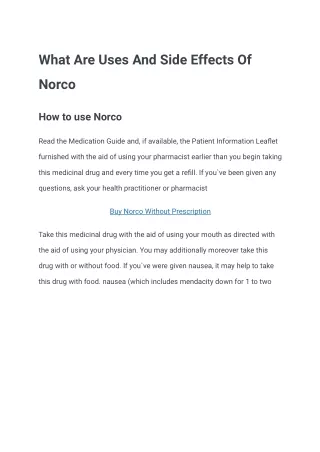 What Are Uses And Side Effects Of Norco
