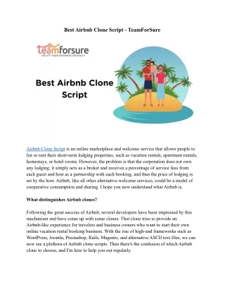 best airbnb clone script teamforsure