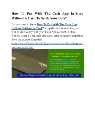 How To Pay With The Cash App In-Store Without A Card To Settle Your Bills?