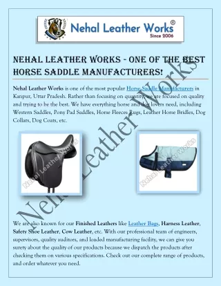 Nehal Leather Works - One Of The Best Horse Saddle Manufacturers!
