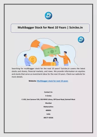 multibagger stock for next 10 years 5circles in