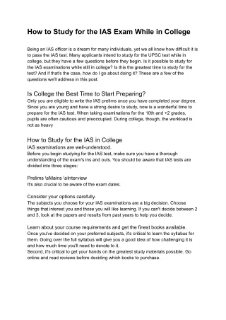 how to study for the ias exam while in college