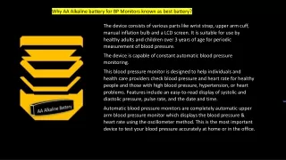Why AA Alkaline battery for BP Monitors known as best battery