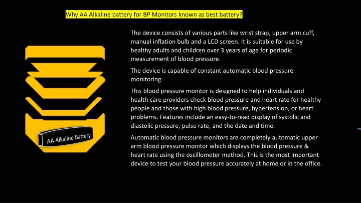 why aa alkaline battery for bp monitors known