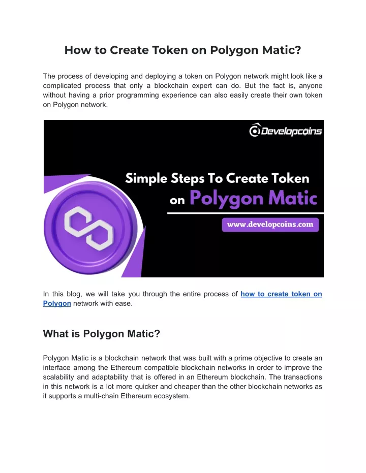 how to create token on polygon matic