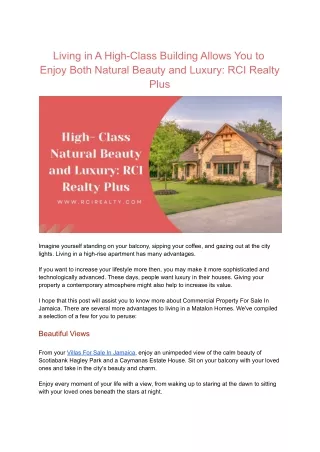 Living in A High-Class Building Allows You to Enjoy Both Natural Beauty and Luxury_ RCI Realty Plus