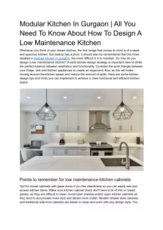 Modular Kitchen In Gurgaon All You Need To Know About How To Design A Low Maintenance Kitchen