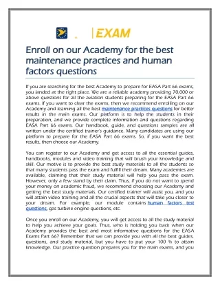 Enroll on our Academy for the best maintenance practices and human factors questions