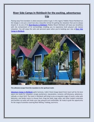 river side camps in rishikesh for the exciting