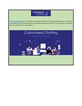 Customised Clothing Uk | Customisedclothing.com