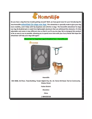 Wheelchair for Dogs Rear Legs & Disabled Pets  Homnilife.com