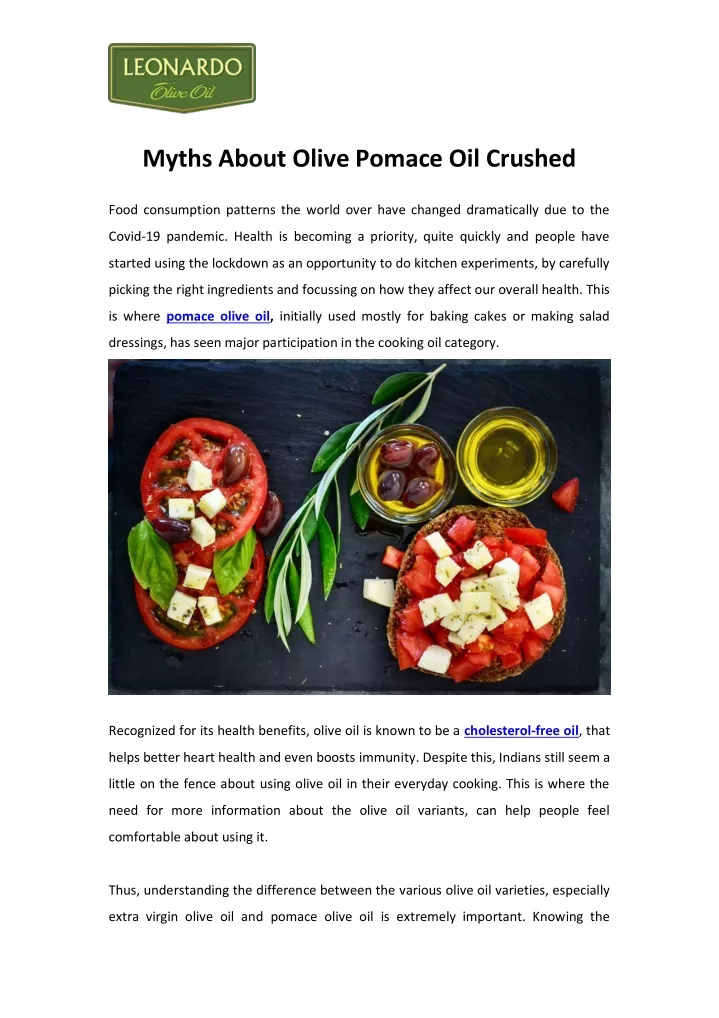 myths about olive pomace oil crushed