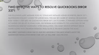 two effective ways to resolve quickbooks error 3371