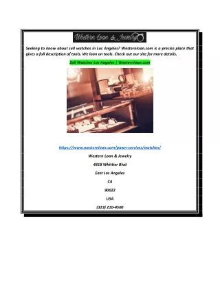Sell Watches Los Angeles  Westernloan.com