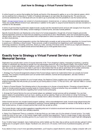 Just how to Strategy a Digital Funeral Service
