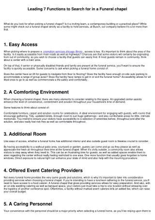 Leading 7 Features to Look for in a Funeral Home